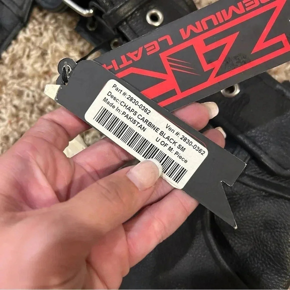 Z1R Sabot Leather Motorcycle Riding Chaps Small NWT - Picture 5 of 8